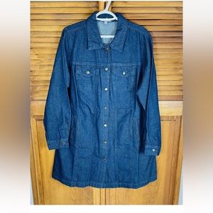 Jessica London Blue Denim Dark Wash Button-Up Jacket Long Size 18W NWOT